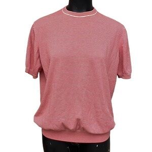 Gentry Portofino Red White Stripe Cotton Knit Sweater Size Large
